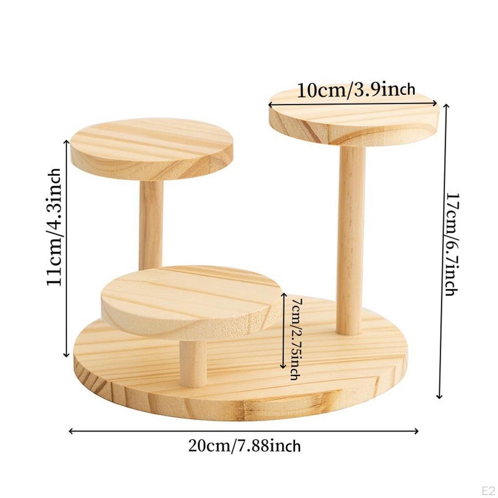 Wood Riser Display Stand Multi Tier Small Figurine Multipurpose Decor Wooden Base Step Shelf