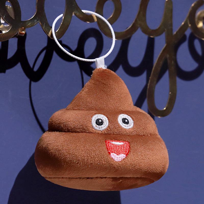 Porte-clés Mignon Nouvelle Expression Caca Peluche Pendentif Jouet Drôle Créatif Poupées Remplies en Peluche Caca Porte-clés de Voiture Cadeau Décoration Sac à Dos 8cm-10cm black