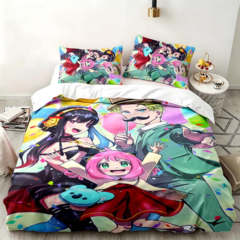 Spy X Family 3pc Set Perfect for Bedroom Use Comfortable Bedding Set Includes a Duvet Cover and Two Pillowcases Ideal Birthday or Christmas Gift