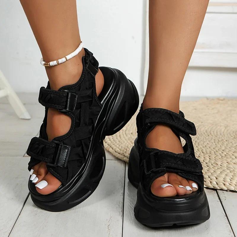 Women's White Chunky Sandals Summer 2026 New High Platform Wedges Shoes Woman Non Slip Thick Bottom Sandalias