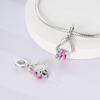 925 Silver Pink Series Charms Beads Bow Perfume Bottle Heart-Shaped Cross Pendant Fit Bracelet DIY Jewelry