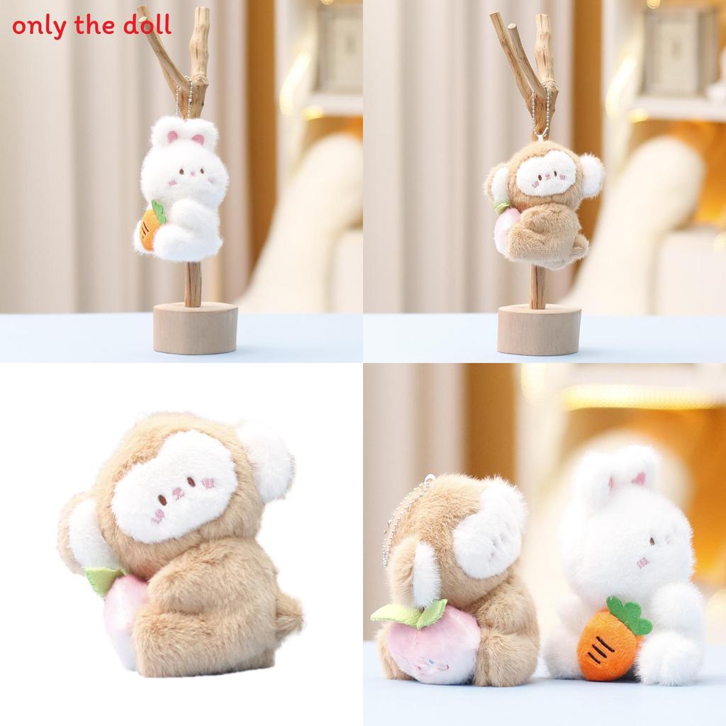 Monkey And Rabbit Plush Keychain With Carrot Peach Design For Girls Gift And Collectible Fun