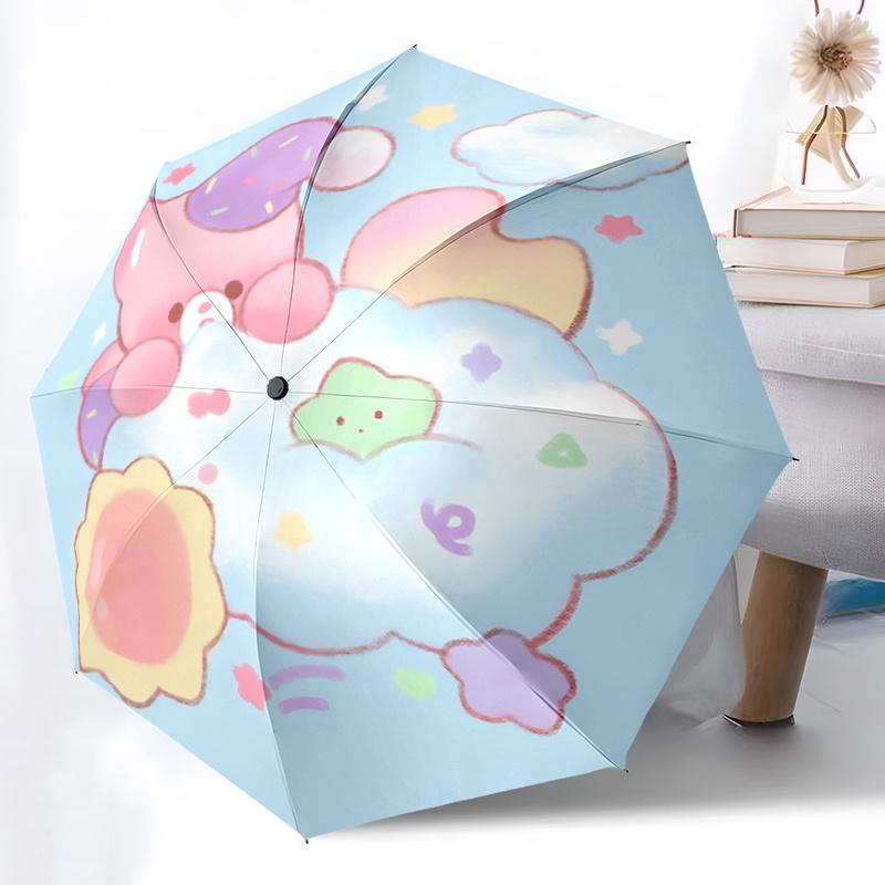 1 Stück Bewölktes Abenteuer: Süßer Bären-Wolken-Print Regenschirm - Automatisches Öffnen/Schließen, Faltbares Design, Für den Außenbereich, Festliches Geschenk für Fans & Reisende.Q081