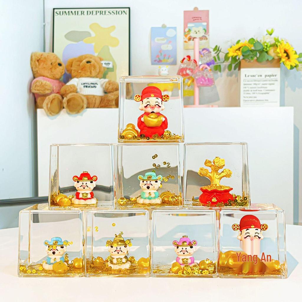 Acrylic Cartoon God of Wealth Figurine with Wobbly Sand Display