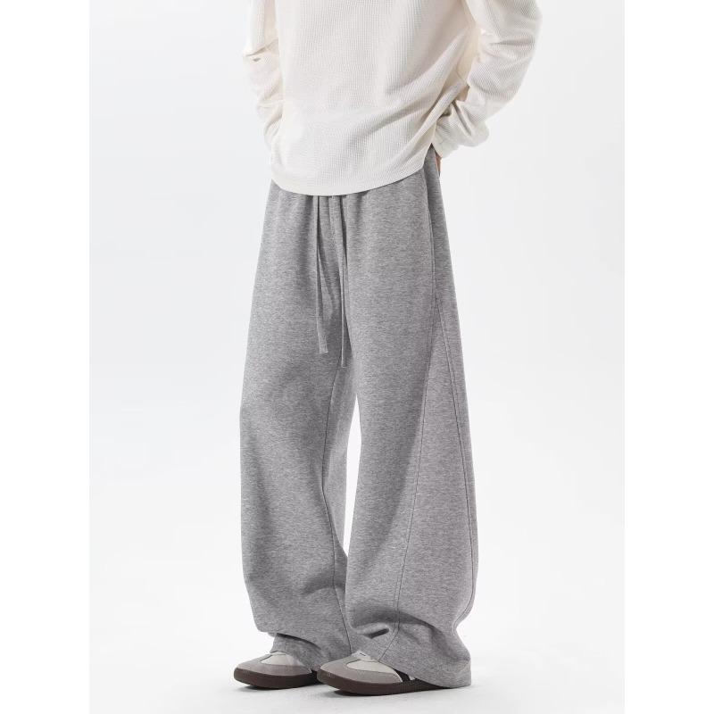 Men American Retro Heavyweight Patchwork Wide Leg Casual Sports Sweatpants
