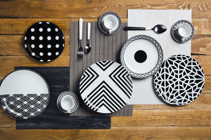 Service de table - Excelsa - 62496 - Porcelaine - 18 pièces - Blanc/Noir