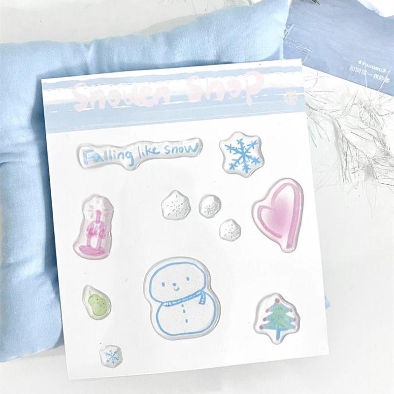 

3D Cute Snowman & Heart Christmas Tree Jelly Stickers for DIY Journals, Phone Cases, and More Little Snowman - 1 sticker