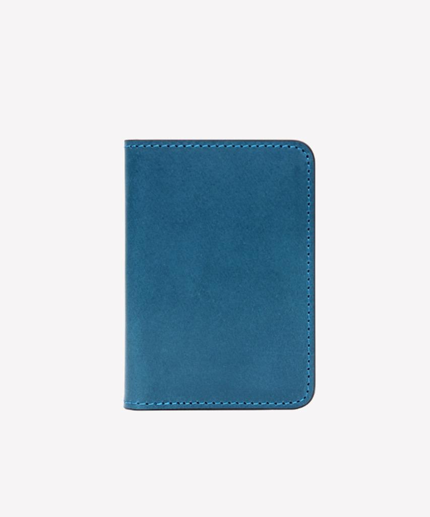 Matt Folding Full Grain Leather Business Card Holder Teal