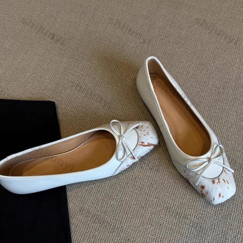Women Shoes 2025 Spring Autumn New Fashion Comfort Bow-knot Mary Jane Shoes Lightweight Soft Sole Square Toe Women's Ballet Shoe