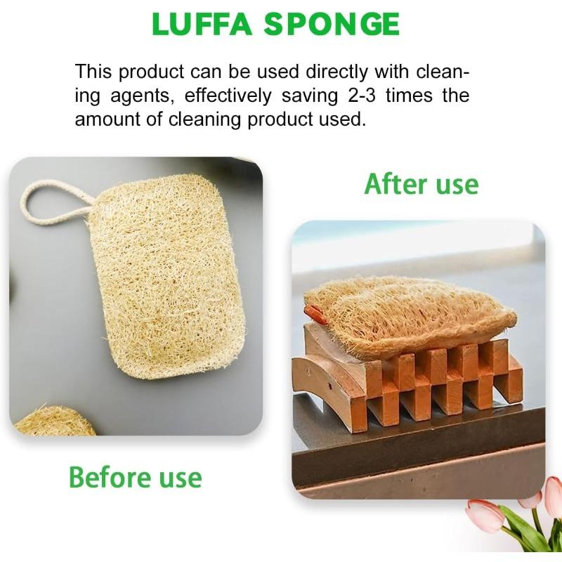 Natural Non Scratch Scrub Sponge Eco Friendly and Compostable Plant Fiber Loofah Dish Sponge Kitchen Scrubbers for Dish Biodegradable Cleaning Sponges