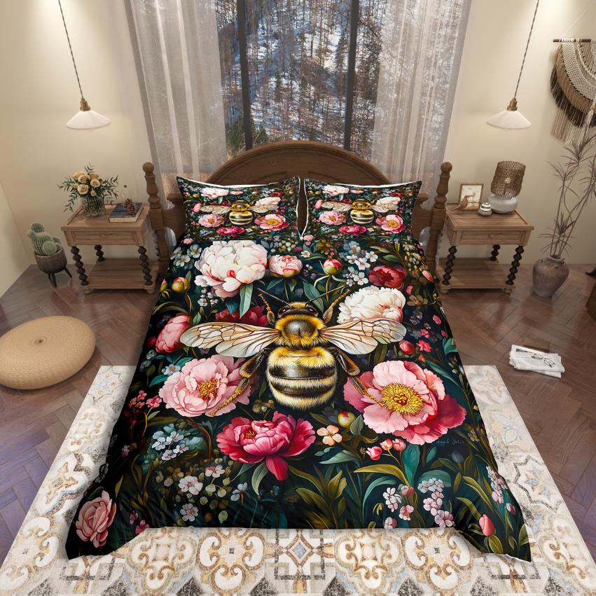 Comforter Homewish Rustic Hummingbird Modern Aesthetic Art Comforter Setcountry Flower Floral Bed Set For Girl