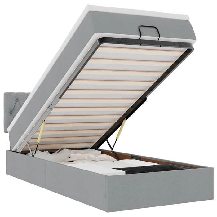 Maison Exclusive - Lit ottoman avec matelas et LED Gris clair 80x200cm tissu