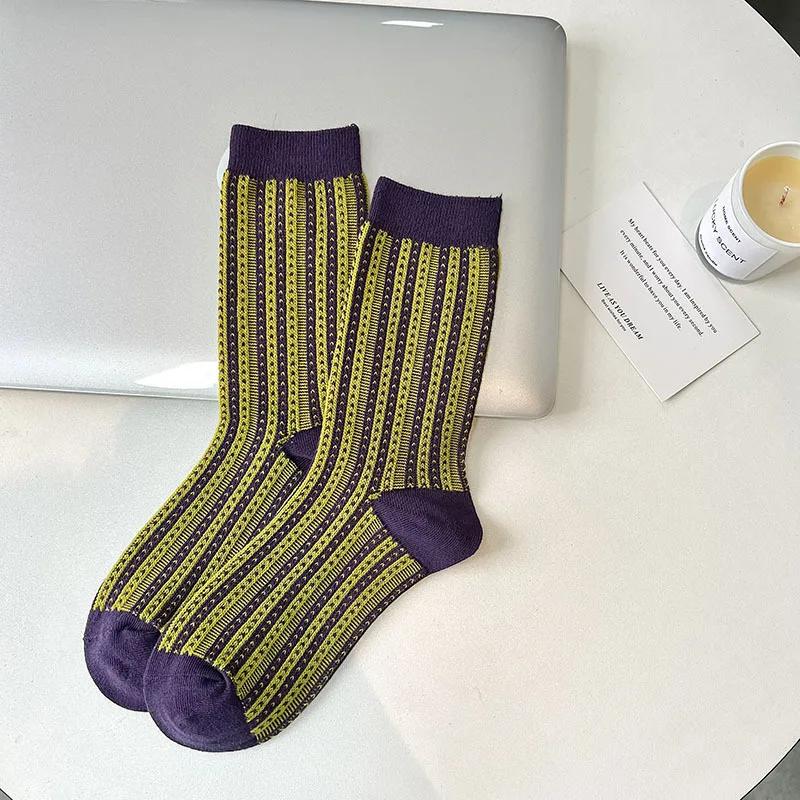 Mid-Calf Women Cotton Socks FAutumn Winter Ins Japanese JK Ethnic Style Fashion Socks Lady Girls Student Sweet Retro Long Socks