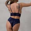 Women Fashion Floral Lace Underwear Set Solid Color Bra Panties Bikini Lingerie Set Pajamas Nightwear Set