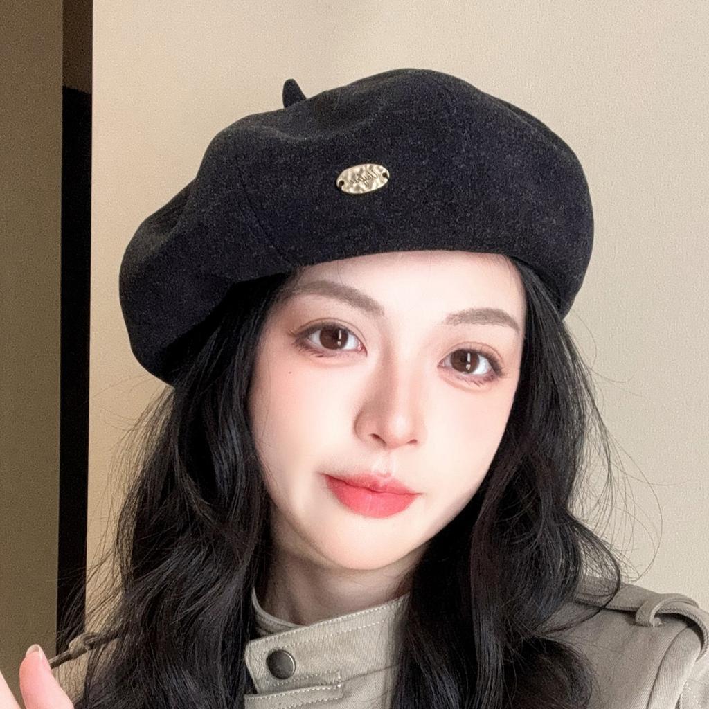 Solid color beret autumn dome naked casual youth shopping Korean version versatile unisex newsboy hat