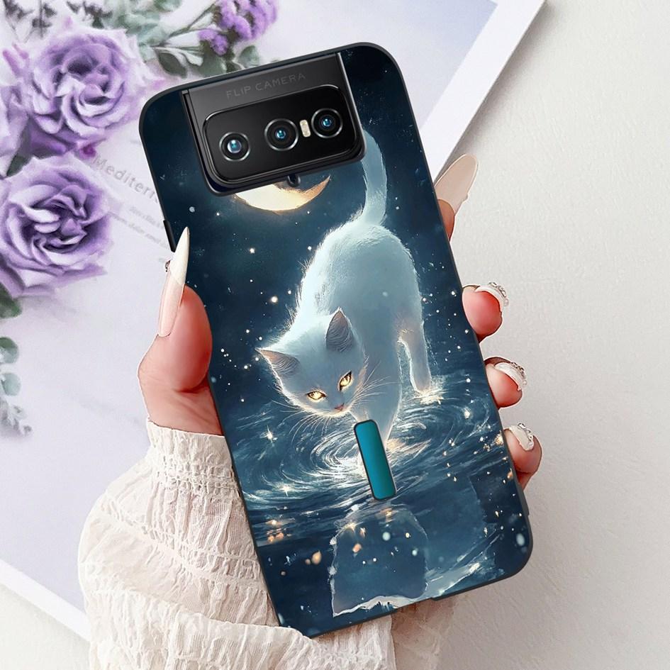 For Asus Zenfone 7 ZS670KS Case I002D Popular Flower Soft Black Silicone Phone Cover For Zenfone 7 Pro ZS671KS Funda I002DD Capa