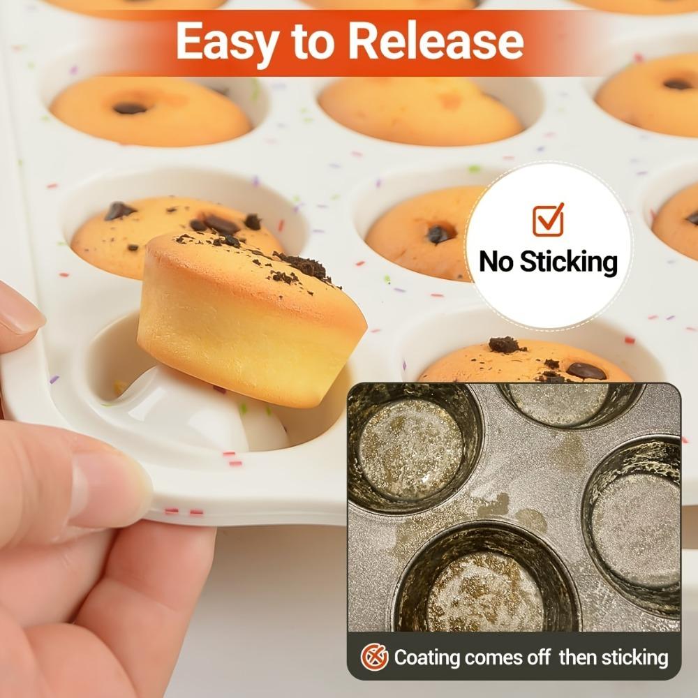 Moule à Muffins en Silicone 24/12/6 Cases Résistant à la Chaleur pour Cupcakes Moule à Cupcakes pour la Cuisson Pudding