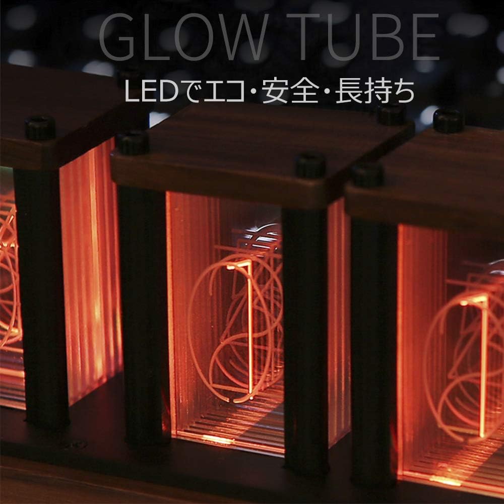 Nixie Tube Style Table Clock, DIY Assembly Required, Retro Modern Wooden Clock, 16 Million Color RGB Full Color LED Digital Clock, Nixie Tube Style