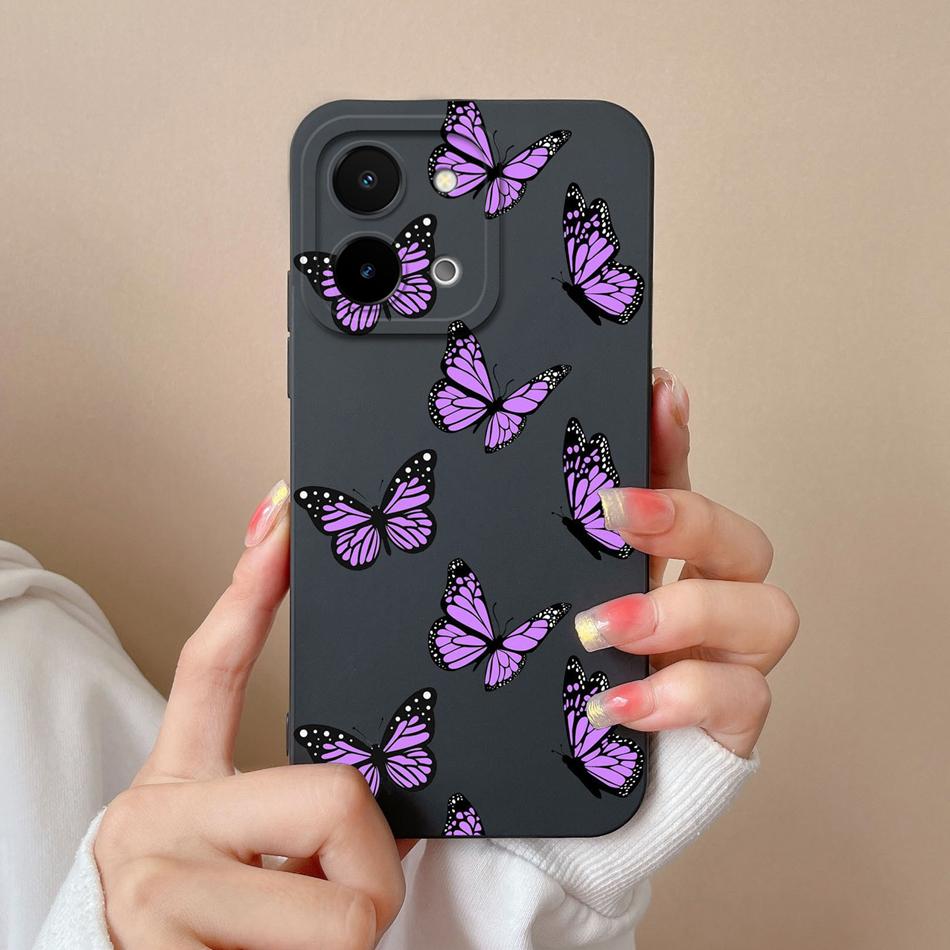 For Vivo Y28 Y28S Case Simple Butterfly High Quality Liquid Silicone Back Cover For Vivo Y 28 4G 5G Full Protection Phone Shell