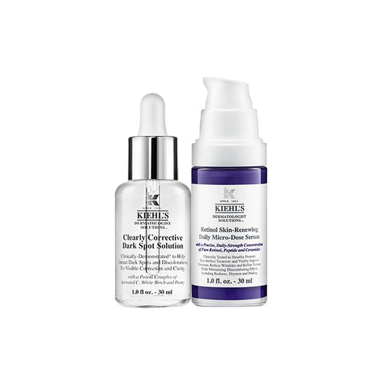 

Kiehl s Clearly Corrective Dark Spot Solution & Retinol Skin-Renewing Daily Micro-Dose Serum Duo Set Ampoules Serums 30ml+Retinol Serums 30ml