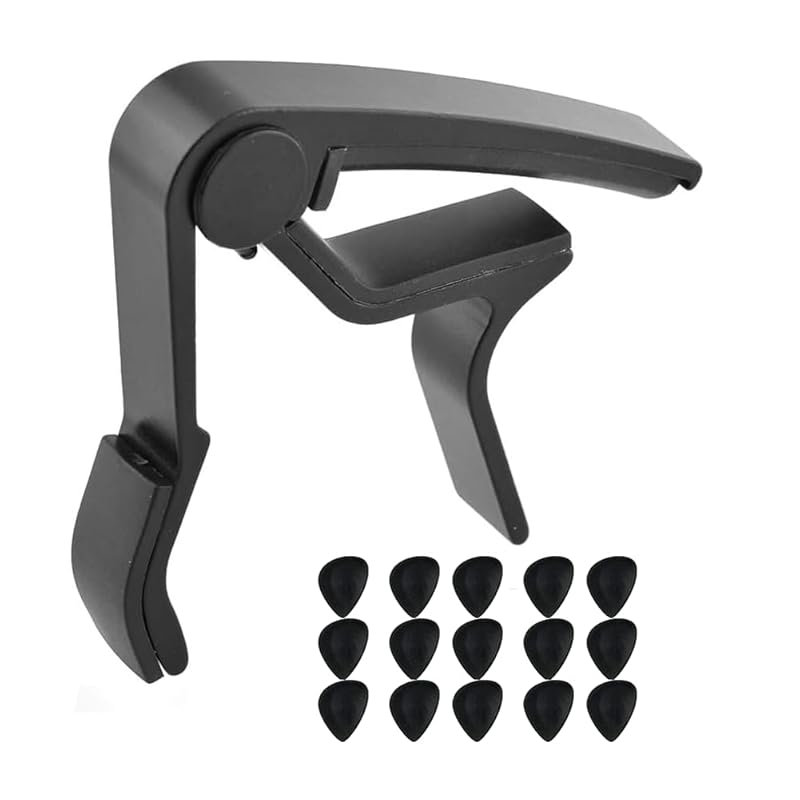 

eSpot guitar capo tasto alloy pick 15 pieces set Plain color black