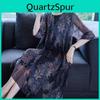 Ladies Plus Retro Summer Spring Size Womens Loose Mesh Plus Size Short Sleeved Dress Printed Casual Dress