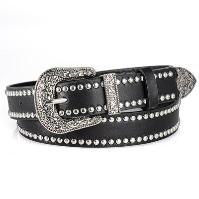 Men's and Women's Belt Fashion Rivet Punk Style, Vintage Carved Buckle PU Leather Belt,Subculture Hip-Hop Y2k Belt,For Men Women