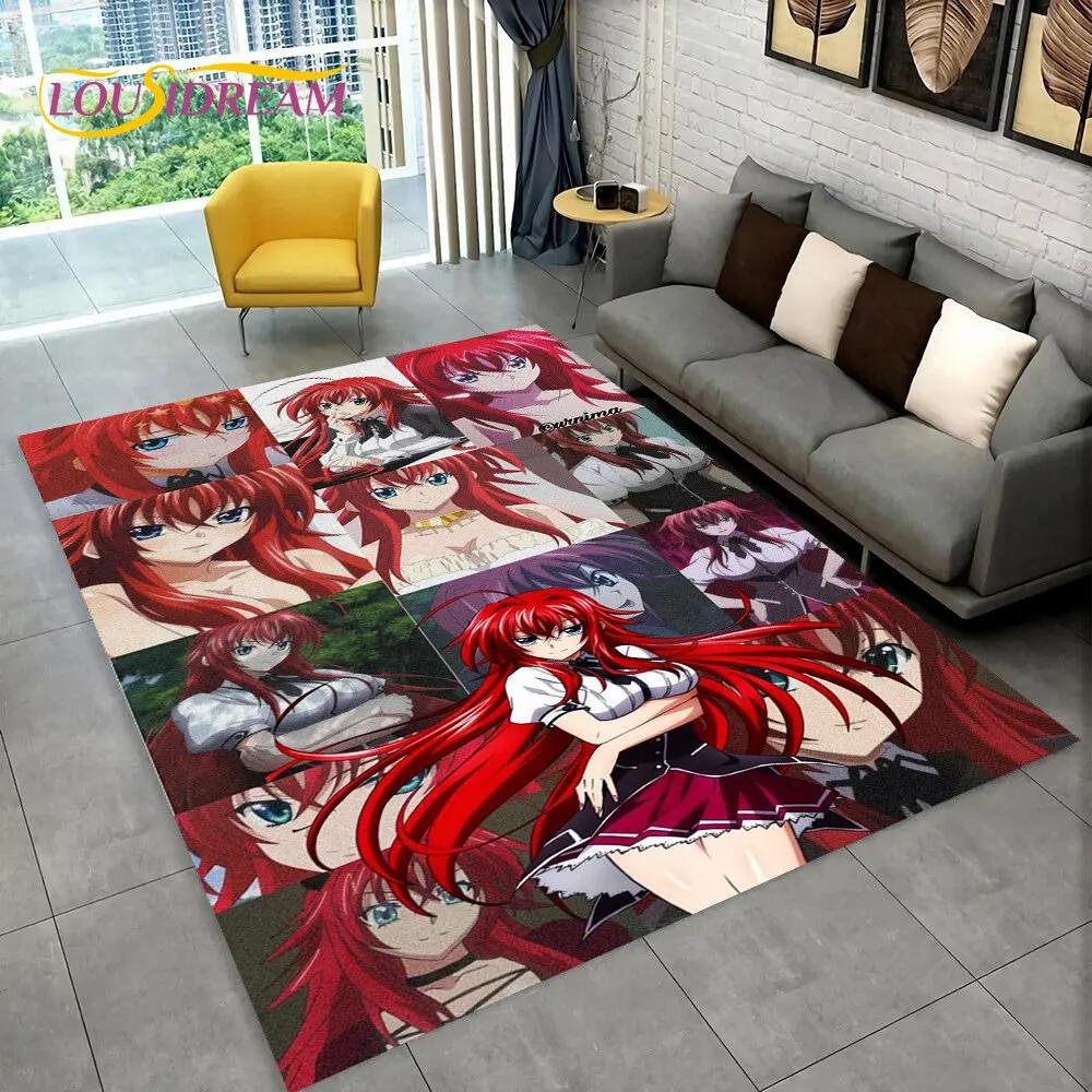 Alfombra Sexy Anime High School D×D, Alfombra para el Hogar Sala de Estar Dormitorio Sofá Felpudo Decoración, Alfombra de Juego Antideslizante 3D para Niños