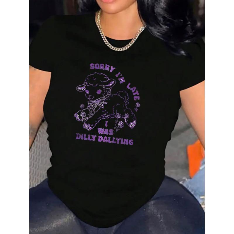 

Women Casual Short Sleeve Tee 1 Pcs 100% Heavy Cotton - Comfortable Crew Neck, Soft Adorable Tees Tops 4XL чорний