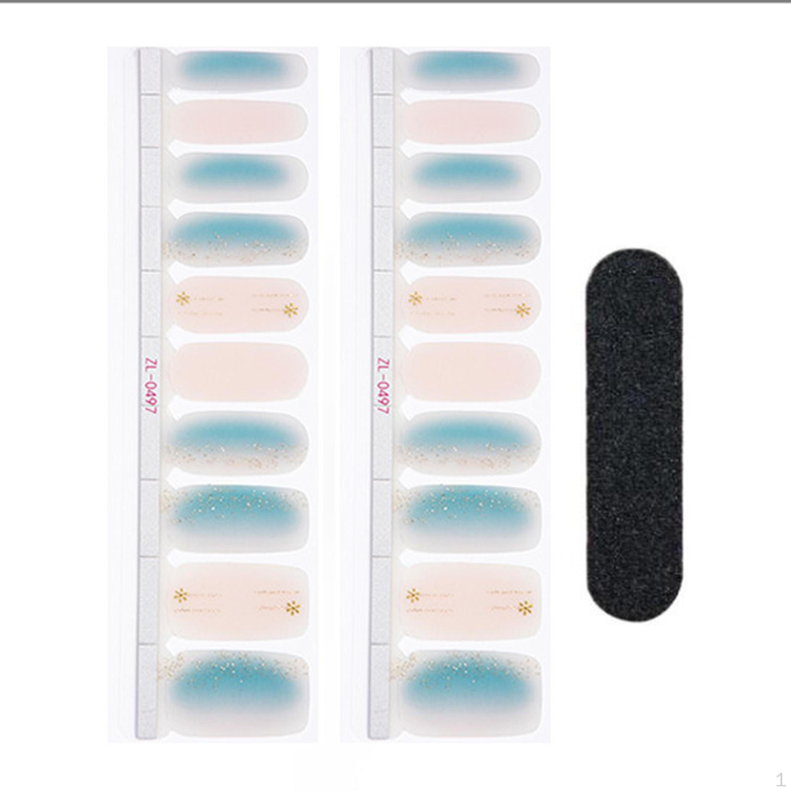 

20 штук наклеек для ногтей с полной оберткой, затвердевшие гелевые полоски, подарки на день рождения, наклейки синий