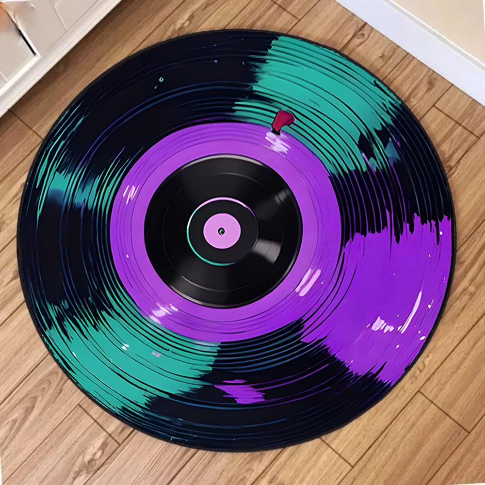 Record Printed Round Carpet Non Slip Circle Floor Rugs Children Bedroom Decor Home Living Room Sofa Coffee Table Washable Mat
