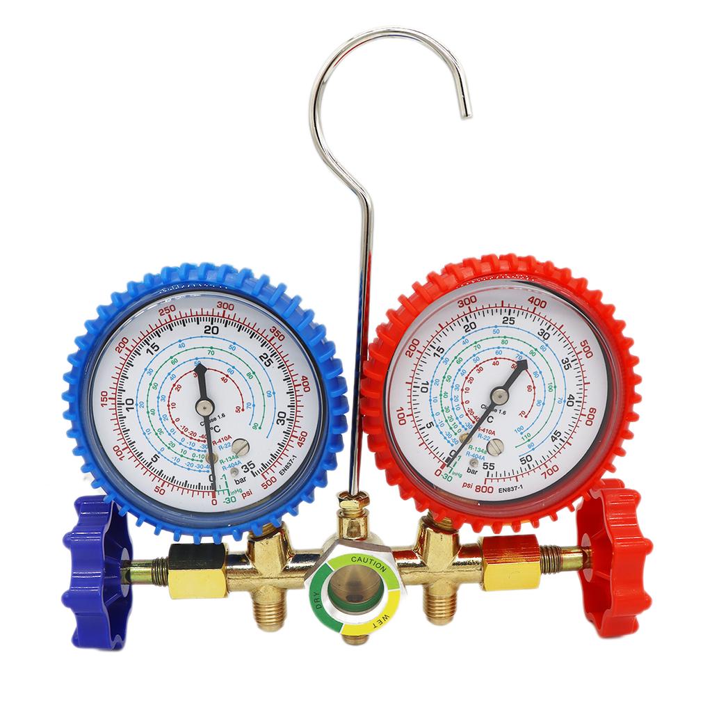 R410A R22 R134A R404A Freon Refill Kit Tool, Car Air Conditioner Pressure Gauge Set, Shock Resistant Pressure Gauge Adapter