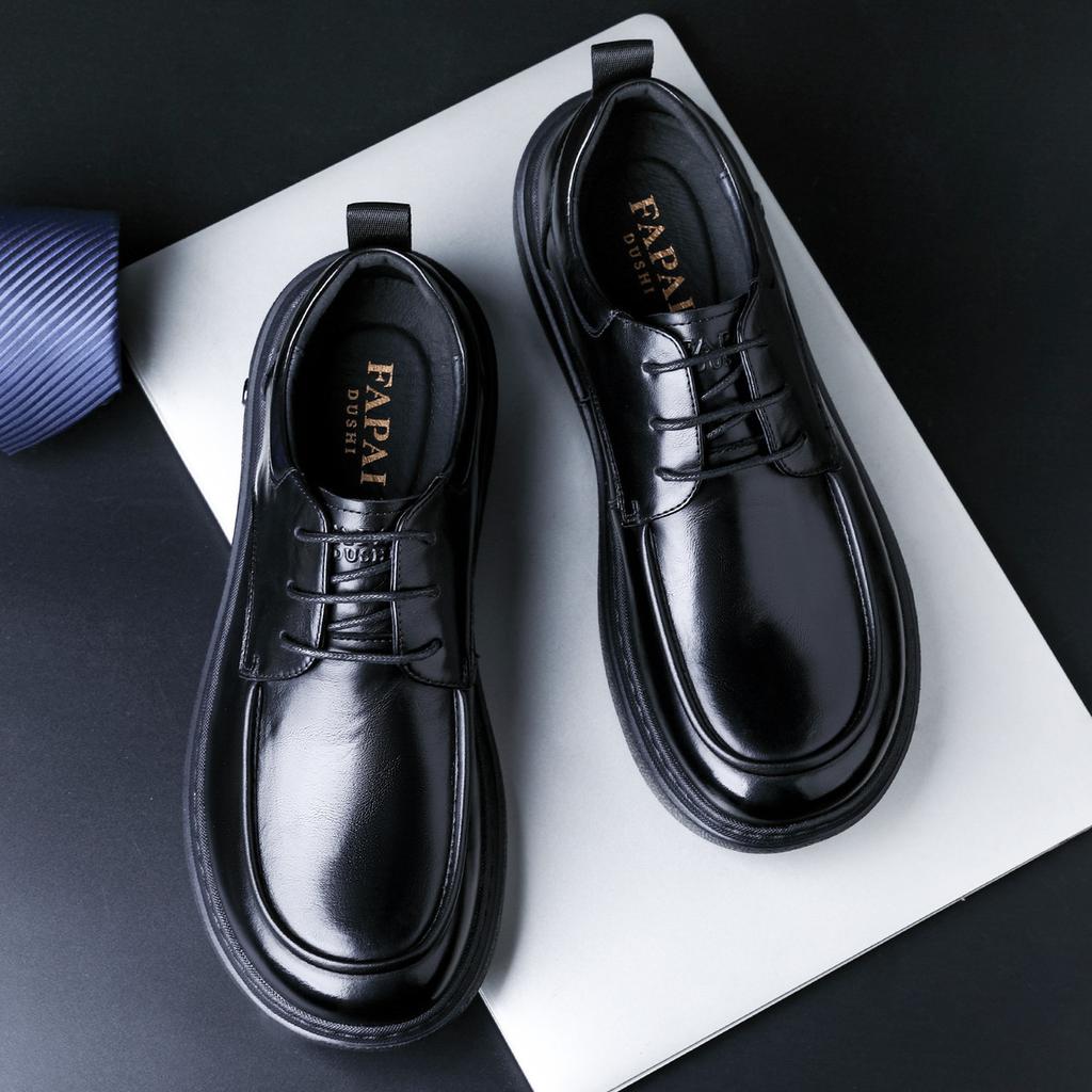 2025 Leather Shoes Men's Dress Business British Style Leather Men's Shoes First Layer Cowhide Casual Big Head Wedding Derby Shoes