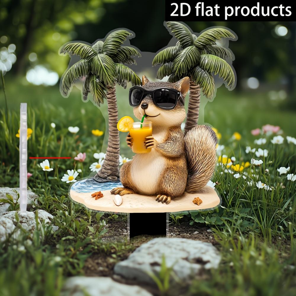 Fun squirrel, 2D flat acrylic, decoration, suitable for garden, lawn, potted plants, party, Christmas, Halloween