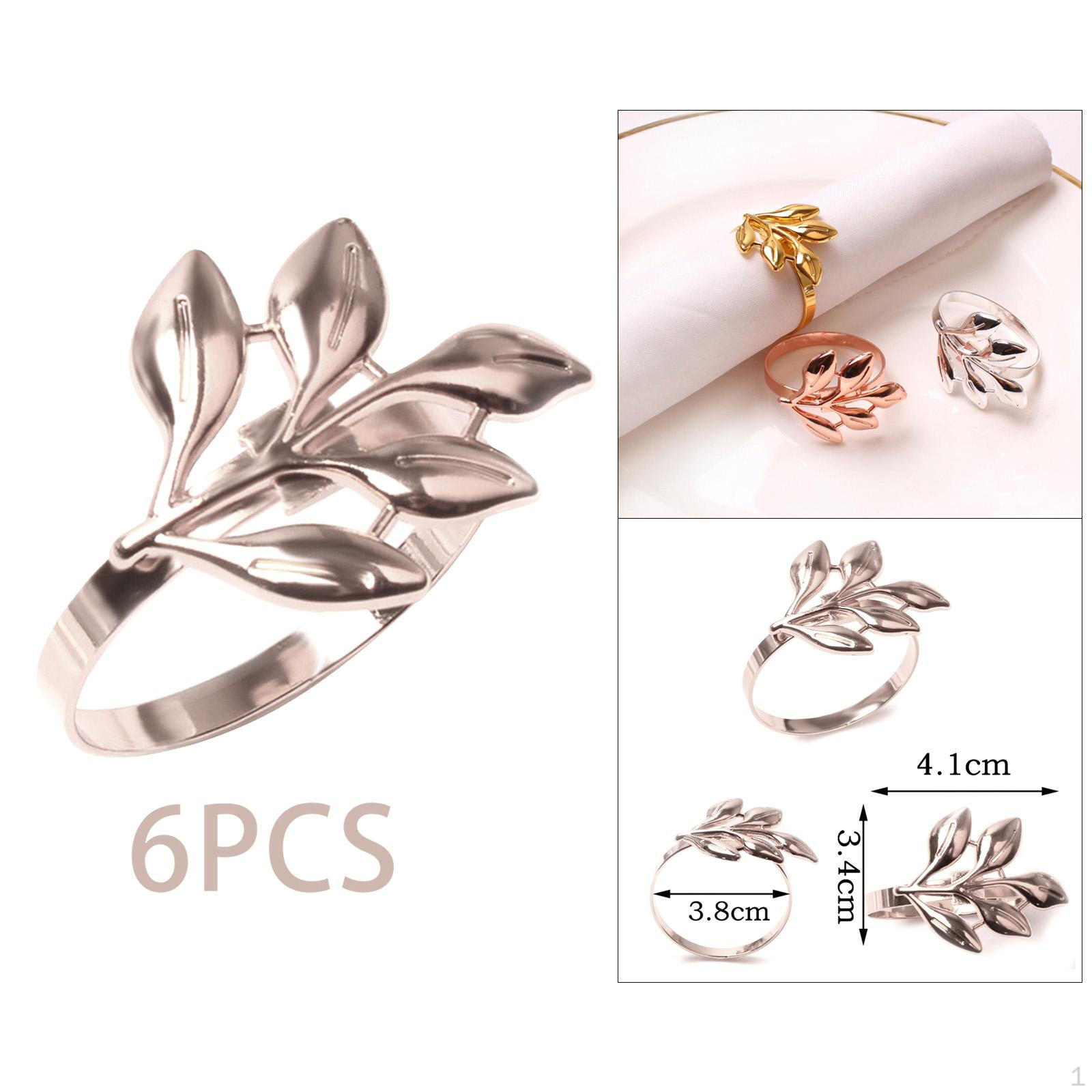 6 шт. Кольца для салфеток Декор Листья Украшение Пряжка для салфеток для вечеринки