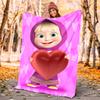 Msha and Bear Flannel Blanket Soft Warm All-Season Throw, Design for Camping, Car Travel, Hiking Sofa, Bed, Office Perfect Gift for Parties
