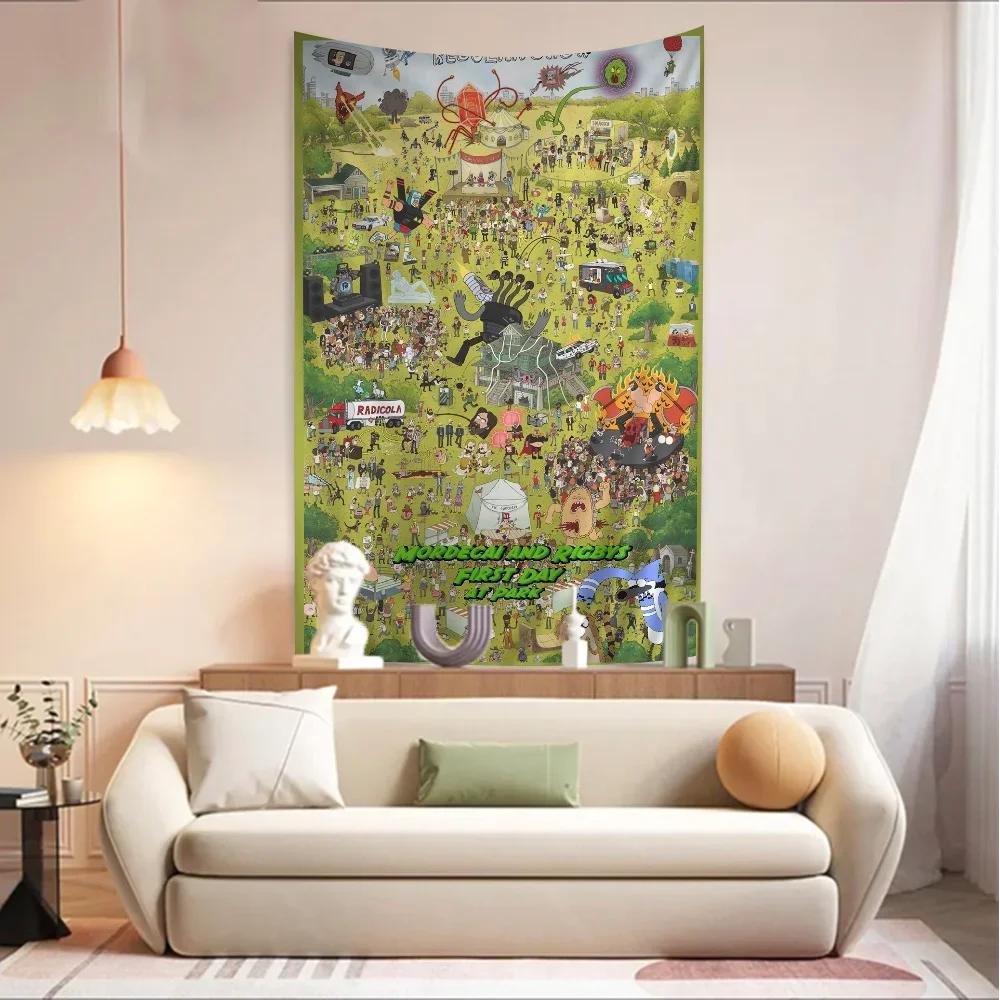 RRegular Cartoon Show Printed Large Wall Tapestry Hanging Tarot Hippie Wall Rugs Dorm Home Decor