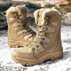 Fashion Men's New Lace Up Warm Plush Snow Boots Casual High Top Waterproof and Anti Slip Military Work Boots