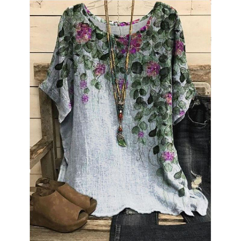 Printed round Neck Neck Casual Loose Top Print round Neck Top Women