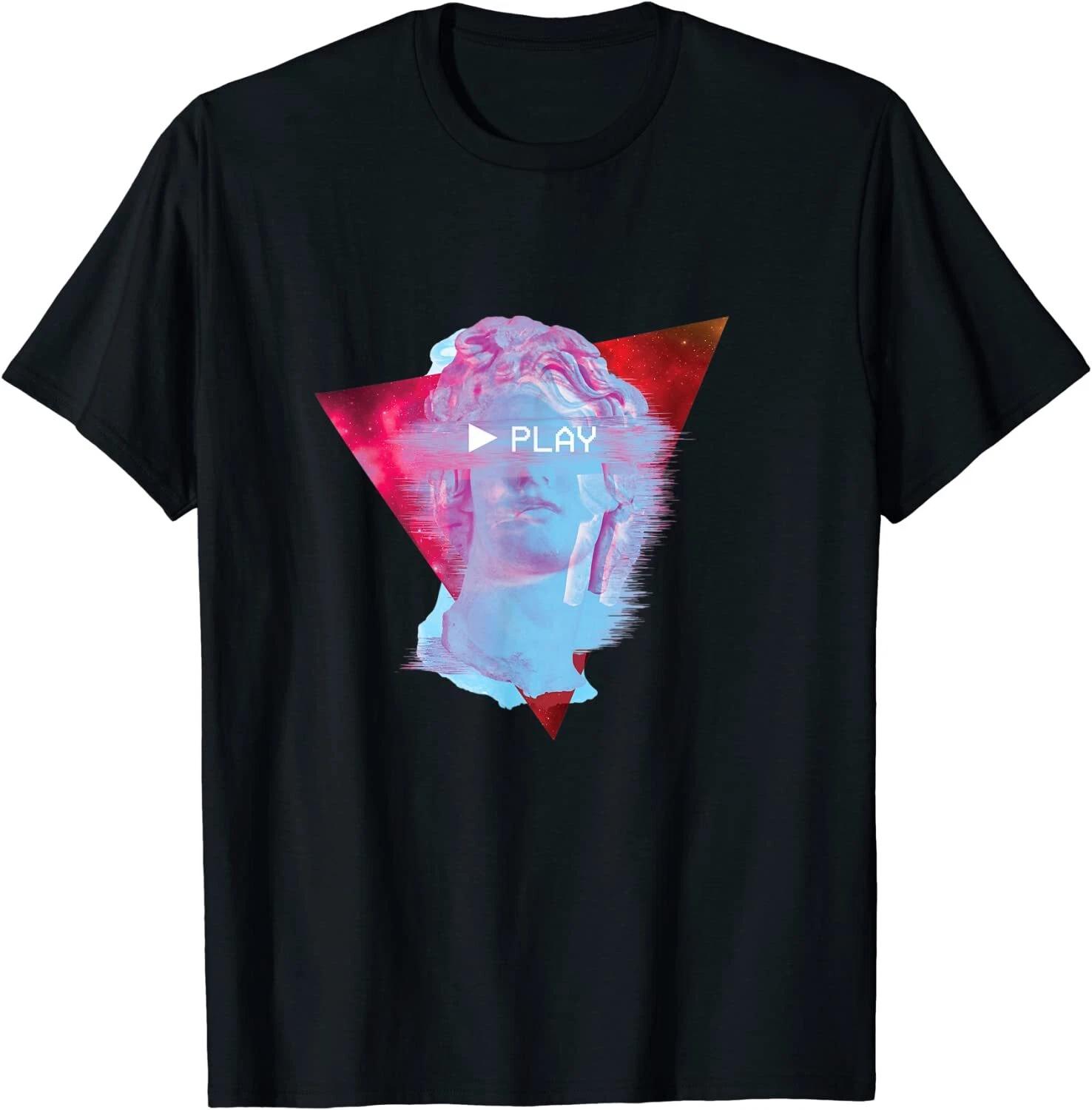Glitch Greek Statue Play Retrowave Synthwave Vaporwave T-Shirt S-3XL XXXXL