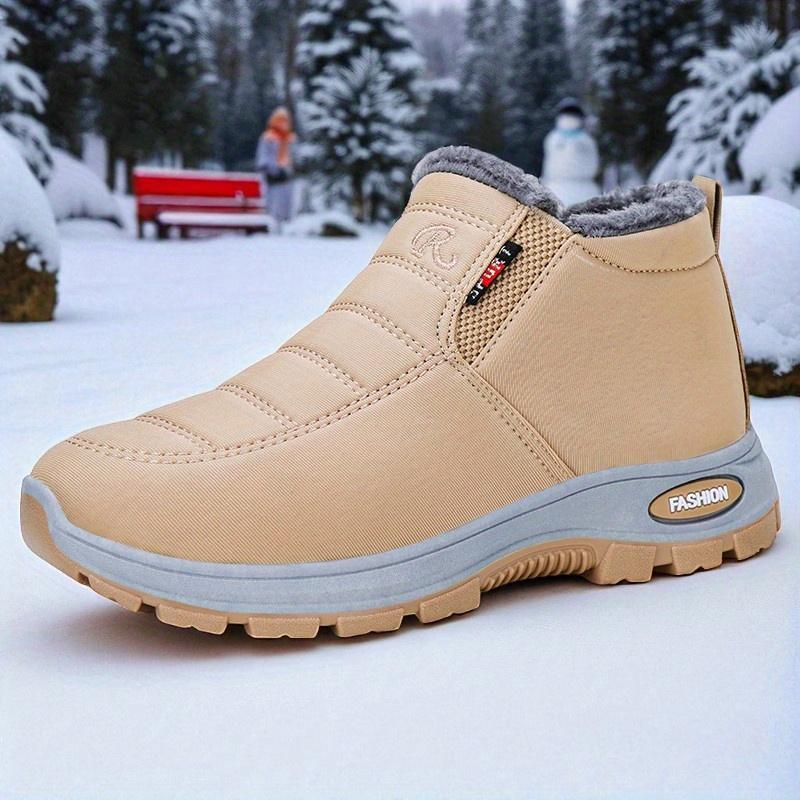 Allseason Thermal Insulated Slip-On Shoes - Non-Slip Sole Winter Boots, Beige, All-Season Indoor/Outdoor Footwear for Men & Women-Easy Slip-On Design