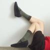 [IHM25FWS41] Two-tone Rib Socks Khaki Gray