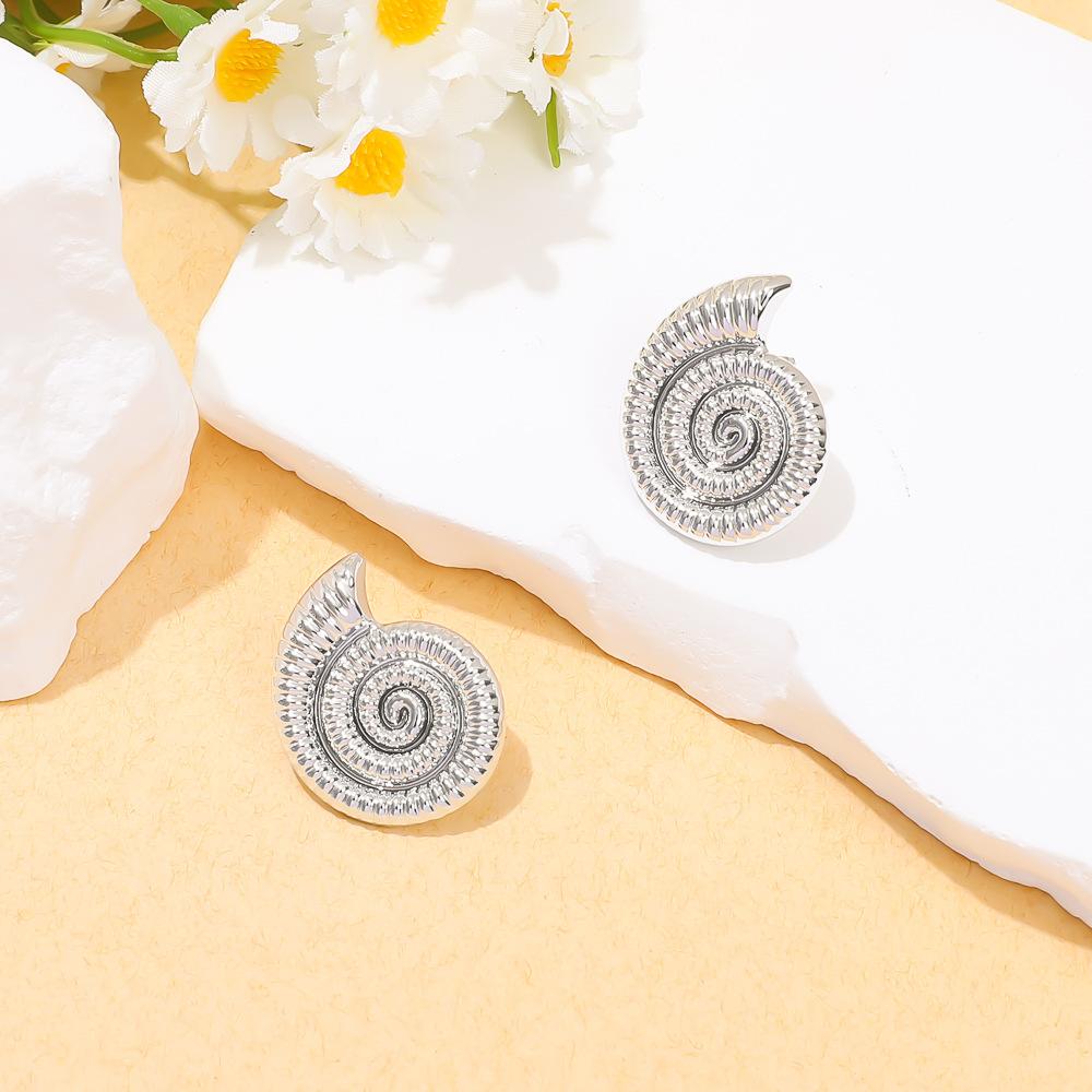 Gold-plated vacation wind stud earrings, European and American fashion water drop texture earrings, personalized starfish shell ear jewelry set