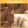 Elegant Stone Natural Earrings For Women Colorful Geometric Design With Details Chain