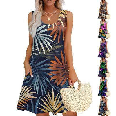 Women's Casual Fashion U-neck Sleeveless Print Dress