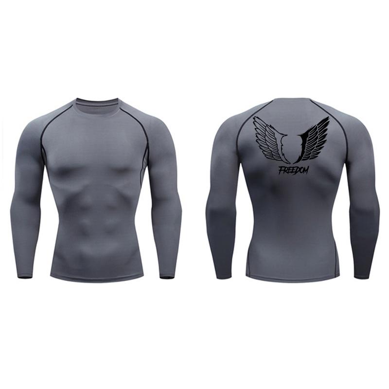 Angel Wings Freedom Print Compression Shirt for Men Sporty Quick Dry Tees Tshirt Tops Gym Workout Running Undershirts Baselayers