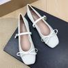 Fashion Flat Shoes for Women's Spring Autumn Square Toe Bow Mary Jane Shoes Women's Patent Leather Casual Women's Shoes Large Size 43 44