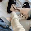 Maillard Women's Striped Mid-Calf Socks - Spring & Autumn Korean Style with Shark Pants