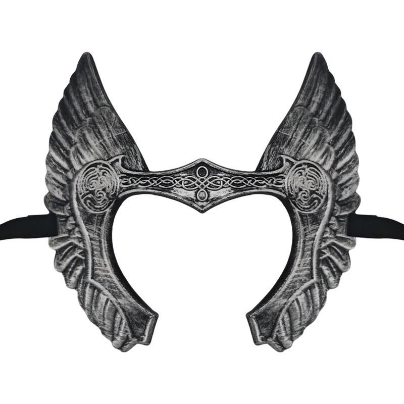 Viking-Stil Kunststoffmaske mit Hörnern für Halloween, Cosplay und Fantasy-Kostüme