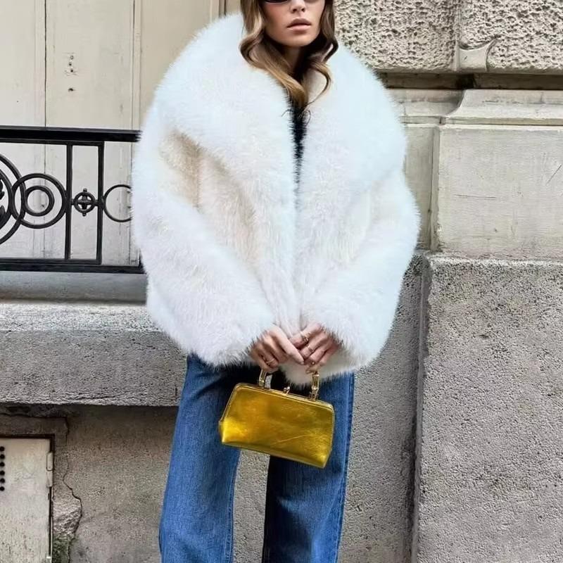 Giacca invernale in pelliccia con bavero in pelo di visone top da donna soffice ampia corta